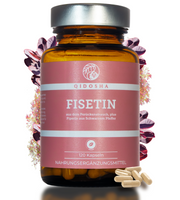 QIDOSHA Fisetin: Premium-Glas mit 120 veganen Kapseln, laborgeprüfte Qualität, ohne Füllstoffe. Enthält Fisetin und Piperin, natürliche pflanzliche Quelle.