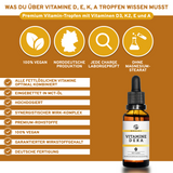 Vitamine D E K A Tropfen von Qidosha, 900 Tropfen. Premium-Nahrungsergänzungsmittel, vegan, norddeutsche Produktion, laborgeprüft, ohne Magnesiumstearat, in MCT-Öl gelöst für optimale Aufnahme.