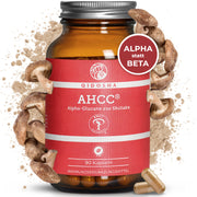 QIDOSHA AHCC® Alpha-Glucane aus Shiitake: Premium Nahrungsergänzungsmittel im braunen Glas, 90 vegane Kapseln, laborgeprüfte Qualität, ohne Füll- oder Zusatzstoffe, mit Shiitake-Pilzextrakt.