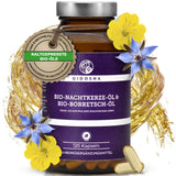 Bio Nachtkerze & Bio Borretsch Öl im Glas: Premium, kaltgepresste, vegane Kapseln mit hoher Qualität, ohne Zusatzstoffe, aus fairer, nachhaltiger Herstellung in Deutschland, von QIDOSHA.
