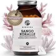 Sango Meereskoralle mit Calcium & Magnesium, 240 vegane Kapseln in Premium-Qualität; nachhaltig geerntet, laborgeprüft, ohne Zusatzstoffe, hergestellt in Deutschland.