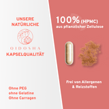 Schisandra Extrakt mit 10% Schisandrin: Premium, laborgeprüfte Kapseln aus pflanzlicher Zellulose, frei von Allergenen, ohne Füll- oder Zusatzstoffe, in Glasverpackung.
