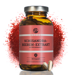 QIDOSHA Schisandra Extrakt mit 10% Schisandrin, 180 vegane Kapseln in Premium-Qualität, laborgeprüfte Reinheit, ohne Füll- oder Zusatzstoffe, in lichtgeschütztem Braunglas.