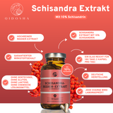 Schisandra Extrakt mit 10% Schisandrin: Premium, laborgeprüft, ohne Zusatzstoffe, vegan. 180 Kapseln im lichtgeschützten Glas, hergestellt in Deutschland.